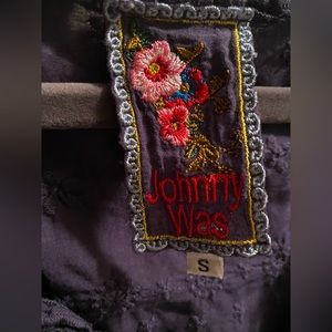 Johnny Was Navy blue eyelet top size Small